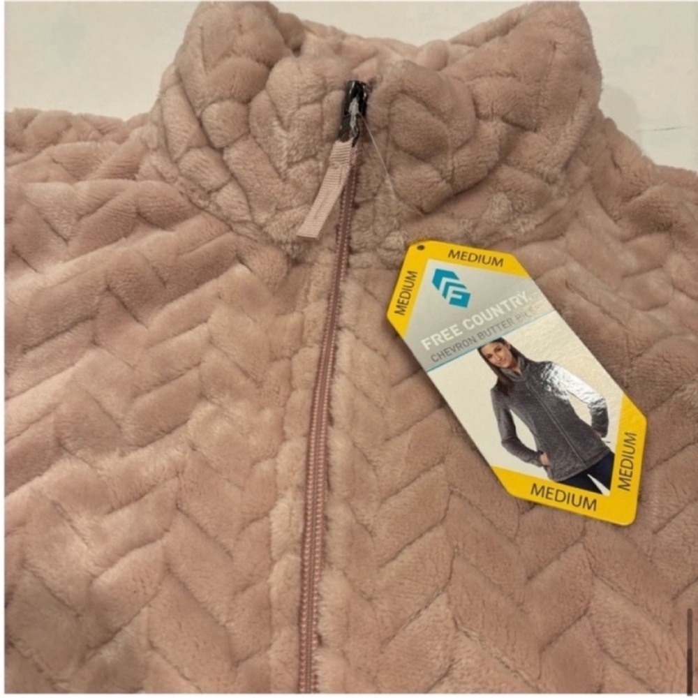 Free Country NEW Chevron Butter Pike Zip Front Jacket Dusty Peach Womens Medium - Picture 8 of 10